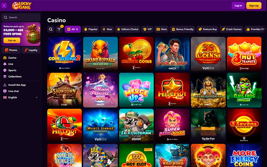 Luckygans casino spellen
